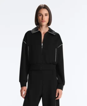 Jacke mit Paspeln im Neopren-Look