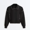 Jacke mit Paspeln im Neopren-Look