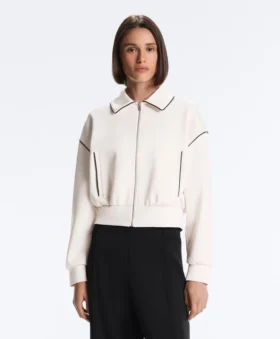Jacke mit Paspeln im Neopren-Look