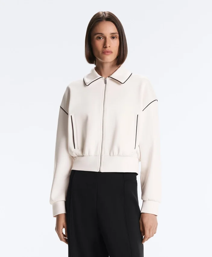 Jacke mit Paspeln im Neopren-Look Jacke mit Paspeln im Neopren-Look