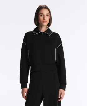 Jacke mit Paspeln im Neopren-Look