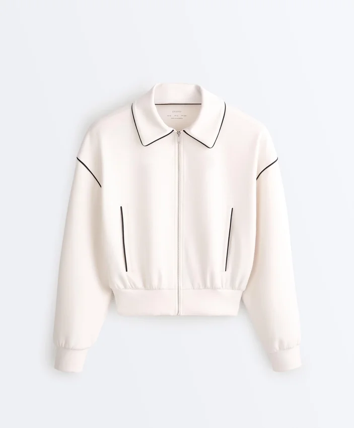 Jacke mit Paspeln im Neopren-Look Jacke mit Paspeln im Neopren-Look