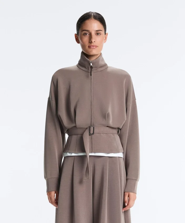 Jacke mit Soft Touch-Korsettgürtel und Modal Jacke mit Soft Touch-Korsettgürtel und Modal