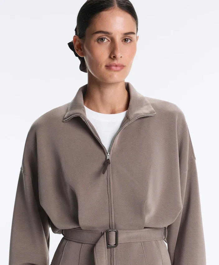 Jacke mit Soft Touch-Korsettgürtel und Modal Jacke mit Soft Touch-Korsettgürtel und Modal