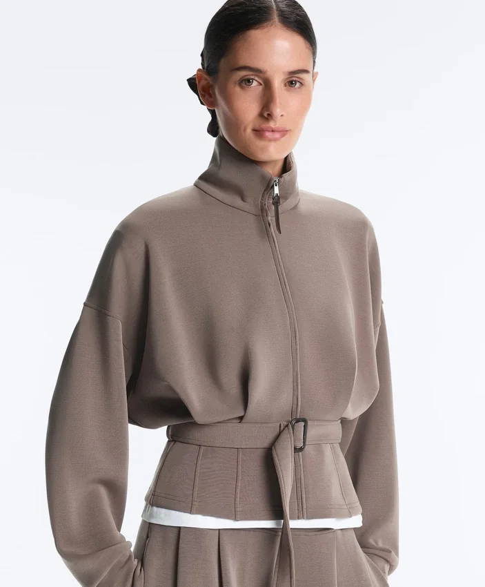 Jacke mit Soft Touch-Korsettgürtel und Modal Jacke mit Soft Touch-Korsettgürtel und Modal