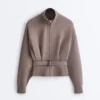 Jacke mit Soft Touch-Korsettgürtel und Modal Jacke mit Soft Touch-Korsettgürtel und Modal
