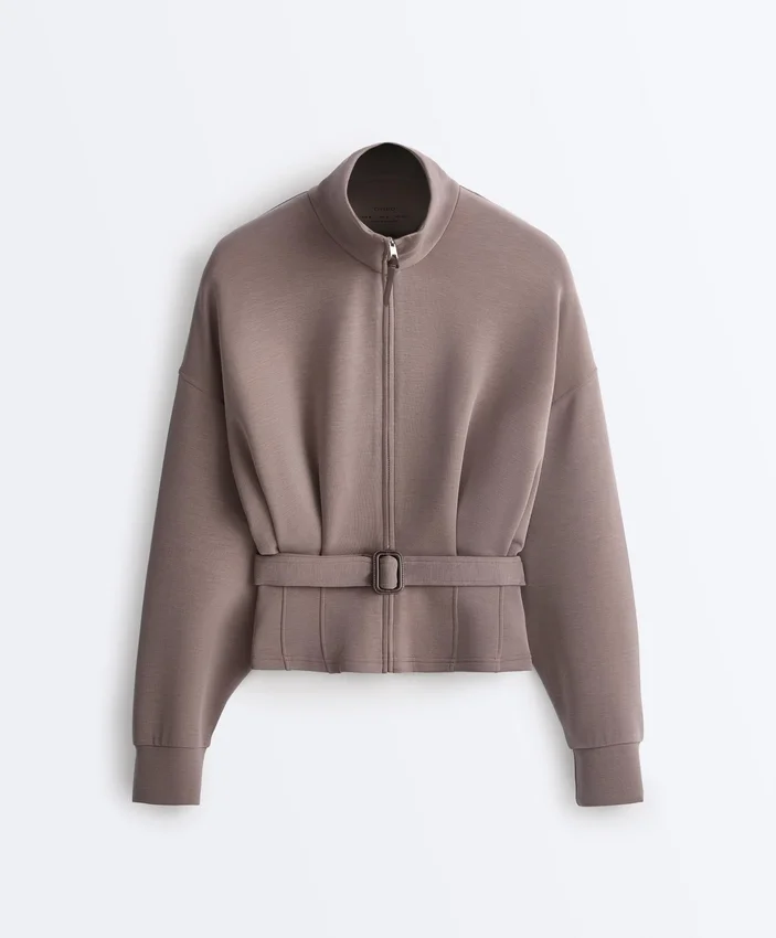 Jacke mit Soft Touch-Korsettgürtel und Modal Jacke mit Soft Touch-Korsettgürtel und Modal