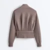 Jacke mit Soft Touch-Korsettgürtel und Modal Jacke mit Soft Touch-Korsettgürtel und Modal