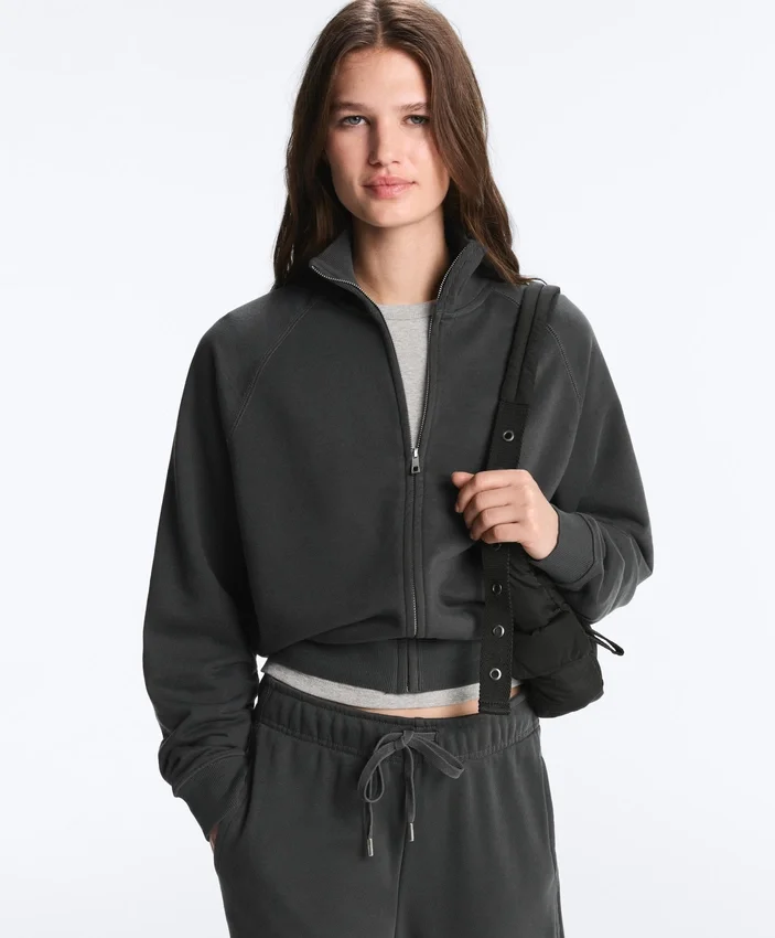 Jacke mit Stehkragen aus Baumwollmisch-Fleece Jacke mit Stehkragen aus Baumwollmisch-Fleece