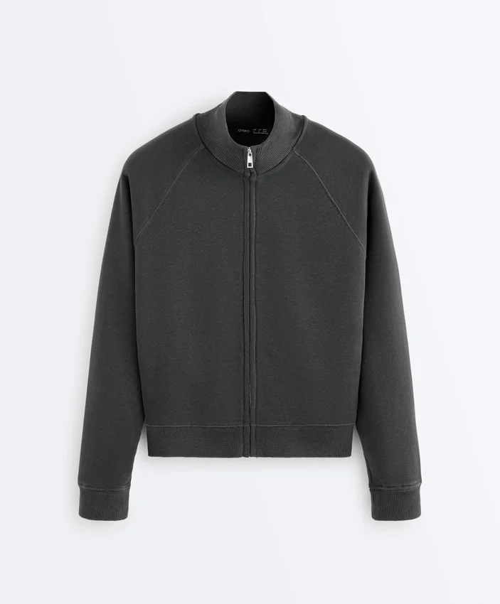 Jacke mit Stehkragen aus Baumwollmisch-Fleece Jacke mit Stehkragen aus Baumwollmisch-Fleece