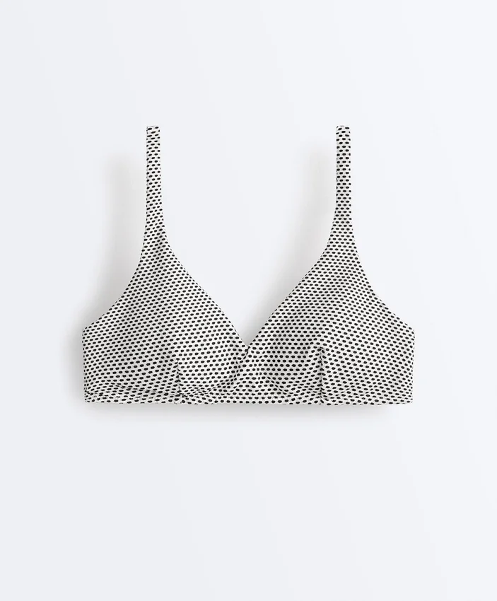 Jacquard-Halter-Bikinioberteil mit Polka-Dots Jacquard-Halter-Bikinioberteil mit Polka-Dots
