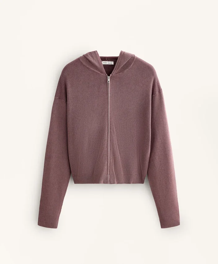 Kapuzenjacke aus Rippstrick Kapuzenjacke aus Rippstrick