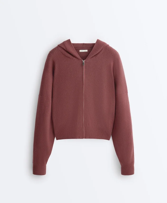 Kapuzenjacke aus Rippstrick Kapuzenjacke aus Rippstrick