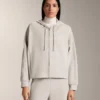 Kapuzenjacke mit Rippdetails aus gebürstetem Modal Kapuzenjacke mit Rippdetails aus gebürstetem Modal