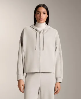 Kapuzenjacke mit Rippdetails aus gebürstetem Modal
