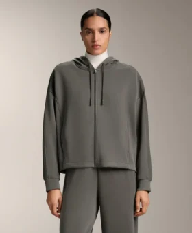 Kapuzenjacke mit Rippdetails aus gebürstetem Modal