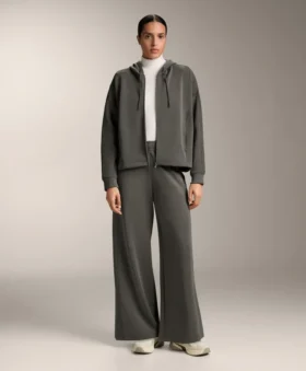 Kapuzenjacke mit Rippdetails aus gebürstetem Modal