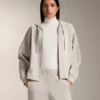 Kapuzenjacke mit Rippdetails aus gebürstetem Modal Kapuzenjacke mit Rippdetails aus gebürstetem Modal