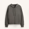 Kapuzenjacke mit Rippdetails aus gebürstetem Modal Kapuzenjacke mit Rippdetails aus gebürstetem Modal