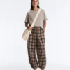 Karierte Bloomer-Hose aus Baumwollmischung Karierte Bloomer-Hose aus Baumwollmischung