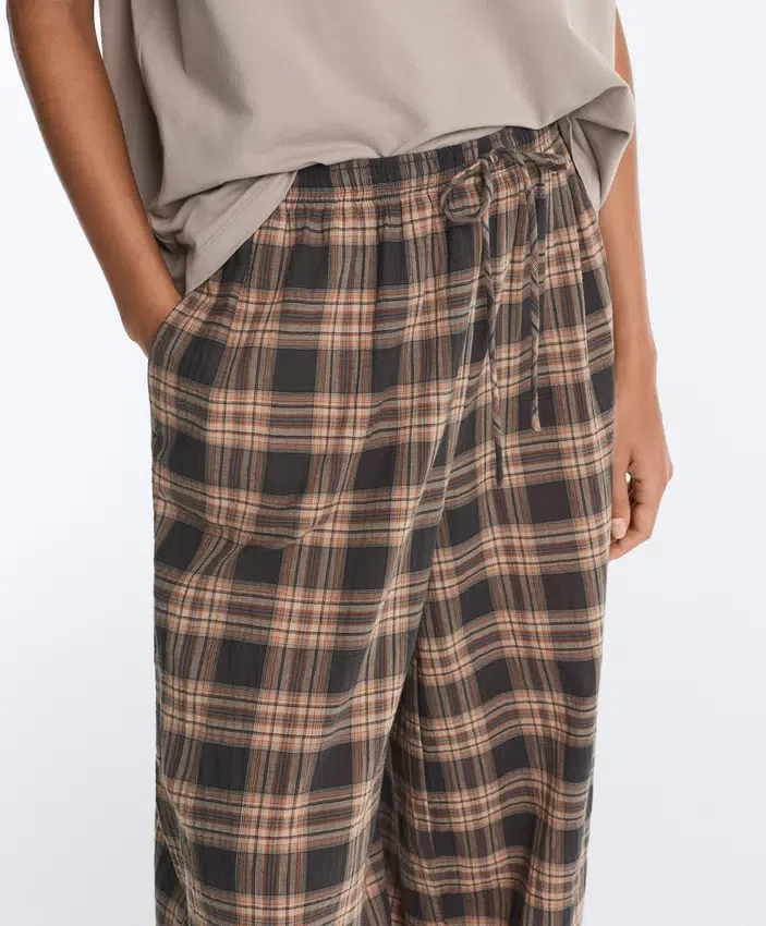 Karierte Bloomer-Hose aus Baumwollmischung Karierte Bloomer-Hose aus Baumwollmischung
