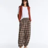 Karierte Bloomer-Hose aus Baumwollmischung Karierte Bloomer-Hose aus Baumwollmischung