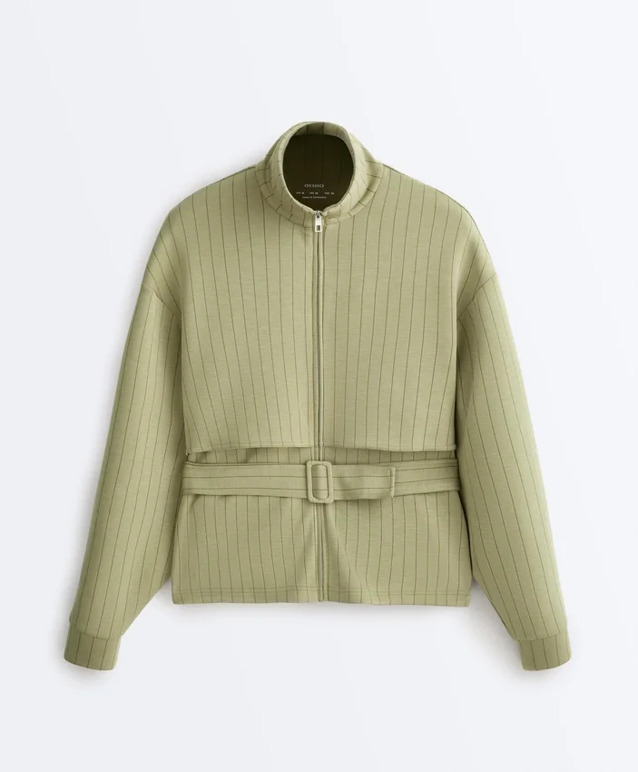 Kastenförmige Cape-Jacke aus Soft Touch-Modal mit Nadelstreifen Kastenförmige Cape-Jacke aus Soft Touch-Modal mit Nadelstreifen