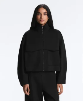 Kastenförmige Jacke im Neopren-Look
