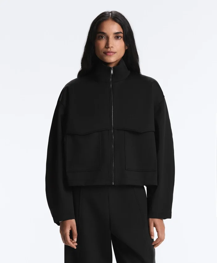 Kastenförmige Jacke im Neopren-Look Kastenförmige Jacke im Neopren-Look