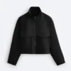 Kastenförmige Jacke im Neopren-Look Kastenförmige Jacke im Neopren-Look