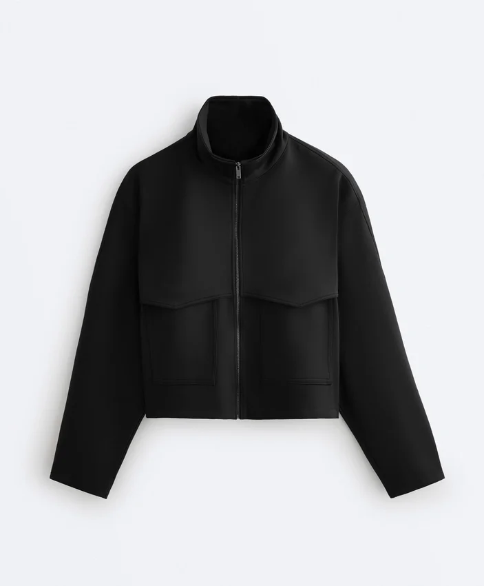 Kastenförmige Jacke im Neopren-Look Kastenförmige Jacke im Neopren-Look