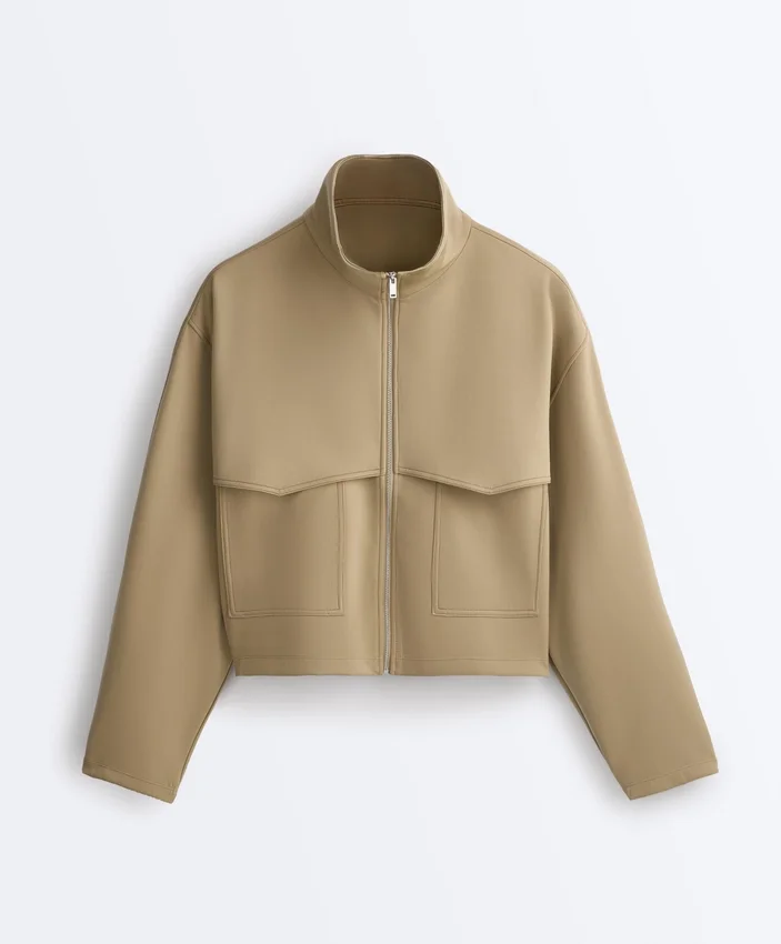 Kastenförmige Jacke im Neopren-Look Kastenförmige Jacke im Neopren-Look