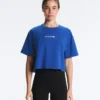 Kastenförmiges, kurzes T-Shirt aus Baumwollmischung mit Aufdruck Kastenförmiges, kurzes T-Shirt aus Baumwollmischung mit Aufdruck