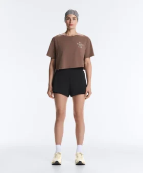 Kastenförmiges, kurzes T-Shirt aus Baumwollmischung mit Aufdruck
