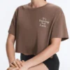 Kastenförmiges, kurzes T-Shirt aus Baumwollmischung mit Aufdruck Kastenförmiges, kurzes T-Shirt aus Baumwollmischung mit Aufdruck