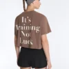 Kastenförmiges, kurzes T-Shirt aus Baumwollmischung mit Aufdruck Kastenförmiges, kurzes T-Shirt aus Baumwollmischung mit Aufdruck