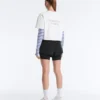 Kastenförmiges, kurzes T-Shirt aus Baumwollmischung mit Aufdruck Kastenförmiges, kurzes T-Shirt aus Baumwollmischung mit Aufdruck