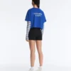 Kastenförmiges, kurzes T-Shirt aus Baumwollmischung mit Aufdruck Kastenförmiges, kurzes T-Shirt aus Baumwollmischung mit Aufdruck