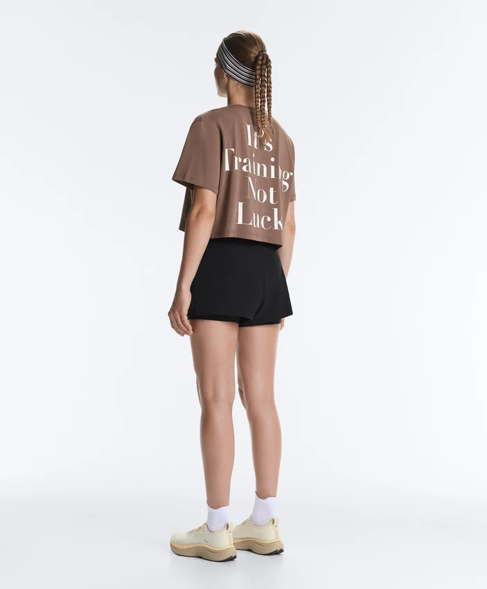 Kastenförmiges, kurzes T-Shirt aus Baumwollmischung mit Aufdruck Kastenförmiges, kurzes T-Shirt aus Baumwollmischung mit Aufdruck
