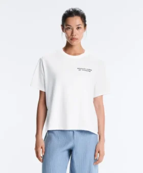 Kastenförmiges T-Shirt aus Baumwollmischung mit Slogan
