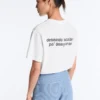 Kastenförmiges T-Shirt aus Baumwollmischung mit Slogan Kastenförmiges T-Shirt aus Baumwollmischung mit Slogan