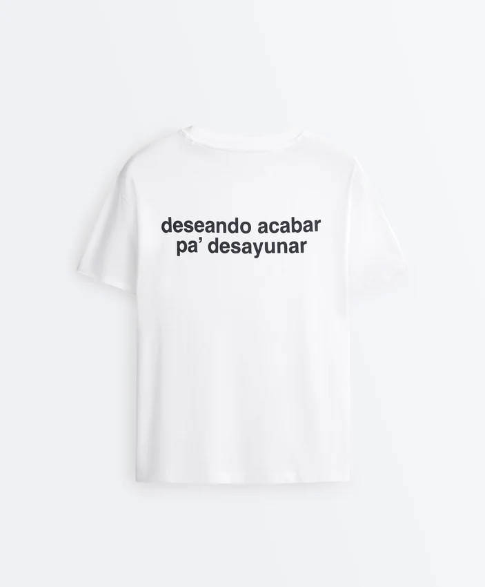 Kastenförmiges T-Shirt aus Baumwollmischung mit Slogan Kastenförmiges T-Shirt aus Baumwollmischung mit Slogan