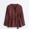 Kimono-Hemd aus 100 % Leinen Kimono-Hemd aus 100 % Leinen