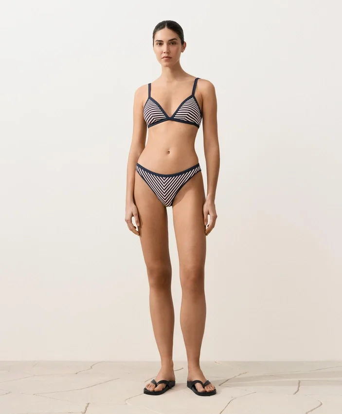 Klassische Bikinislip-Slips mit strukturierten Streifen und Zierborten Klassische Bikinislip-Slips mit strukturierten Streifen und Zierborten
