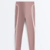 Knöchellange Leggings mit hoher Taille, Compressive Core Control und Kontrastdetails