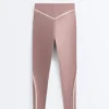 Knöchellange Leggings mit hoher Taille, Compressive Core Control und Kontrastdetails