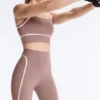 Knöchellange Leggings mit hoher Taille, Compressive Core Control und Kontrastdetails