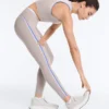 Kontrastfarbene, knöchellange Compressive Leggings mit hoher Taille
