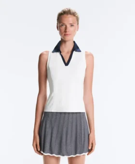 Kontrastfarbenes, ärmelloses Comfortlux-Poloshirt