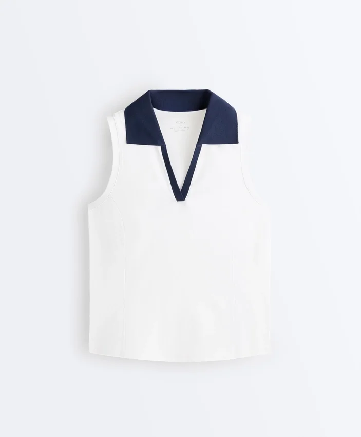 Kontrastfarbenes, ärmelloses Comfortlux-Poloshirt Kontrastfarbenes, ärmelloses Comfortlux-Poloshirt
